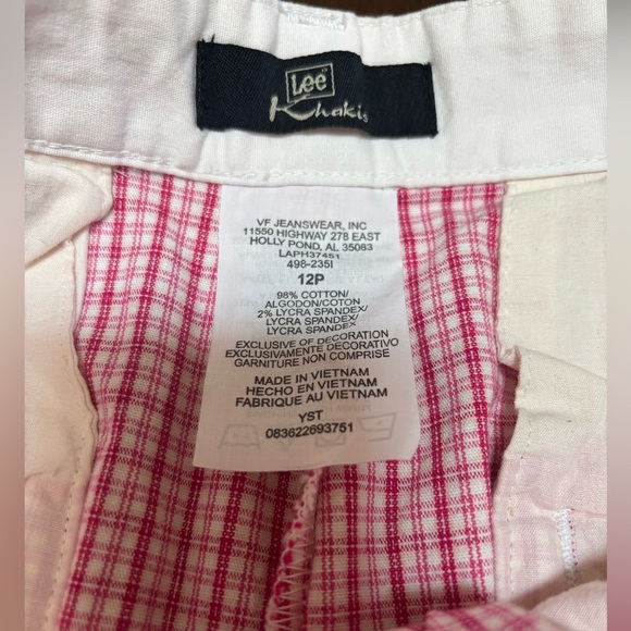 LEE ROSE PLAID STRETCHY CASUAL MIDRISE COMFORTABLE CAPRI PANTS SZ 12P BRAND NEW - Picture 6 of 12